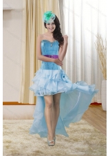 High Low Sweetheart Prom Gown with Ruffles and Beading