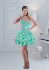 Fashionable Apple Green Sweetheart Ruffled Beaded Beautiful Prom Dresses for 2015,Silhouette: A-line
Neckline: Sweetheart
Waist: Natural
Hemline/Train: Mini Length
Sleeve Length: Sleeveless
Embellishment: Ruffles and Beading
Back Detail: Lace Up 
Fully Lined: Yes
Built-In Bra: Yes
Fabric: Organza
Shown Color: Apple Green(Color & Style representation may vary by monitor.)
Occasion: Prom, Party, Graduation, Homecoming, Cocktail
Season: Spring, Summer, Fall
Look at these gorgeous Prom dresses!
It can be used for different occasions: Prom, Party, Pageant,etc. 