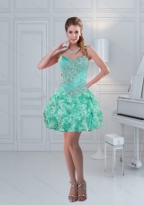 Fashionable Apple Green Sweetheart Ruffled Beaded Beautiful Prom Dresses for 2015,Silhouette: A-line
Neckline: Sweetheart
Waist: Natural
Hemline/Train: Mini Length
Sleeve Length: Sleeveless
Embellishment: Ruffles and Beading
Back Detail: Lace Up 
Fully Lined: Yes
Built-In Bra: Yes
Fabric: Organza
Shown Color: Apple Green(Color & Style representation may vary by monitor.)
Occasion: Prom, Party, Graduation, Homecoming, Cocktail
Season: Spring, Summer, Fall
Look at these gorgeous Prom dresses!
It can be used for different occasions: Prom, Party, Pageant,etc. 