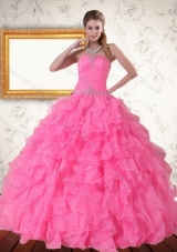 2015 Perfect Strapless Quinceanera Dress with Beading and Ruffles