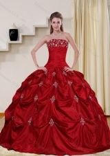 2015 Pretty Strapless Quinceanera Dress with Embroidery and Pick Ups