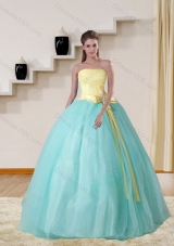 Strapless Multi Color 2015 Elegant Quinceanera Gown with Bowknot