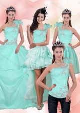 2015 Apple Green Quince Dress with Beading and Appliques