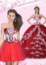 2015 Appliques Strapless Quinceanera Dress in Multi Color