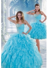 2015 Beautiful Baby Blue Sweet 16 Dresses with Beading and Ruffles