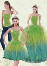 2015 The Super Hot Appliques and Ruffles Quince Dresses in Multi Color