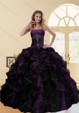 2015 Designer Multi Color Strapless Quinceanera Dresses with Ruffles and Beading