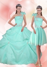 2015 Detachable Apple Green Quinceanera Dress with Appliques