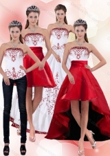 2015 Detachable Beautiful Strapless Quinceanera Dress with Embroidery