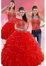 Detachable Red Quince Dresses With Beading and Ruffles for 2015