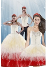 2015 Detachable Multi Color Quinceanera Dresses with Beading and Layers