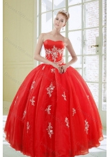 2015 Fashionable Red Quinceanera Dresses with Appliques