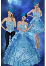 2015 Fashionable Sweetheart Teal Quinceanera Gown with Embroidery and Pick Ups