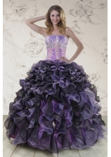 Pretty Multi Color 2015 Sweet 16 Dresses with Appliques and Ruffles