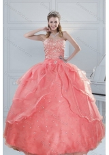 2015 New Style Fabulous Watermelon Quinceanera Dresses with Beading