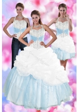 2015 New Style Multi Color Quince Dresses with Pick Ups and Beading