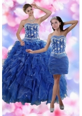 2015 New Style Strapless Quinceanera Dresses in Royal Blue