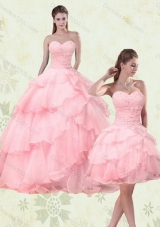 2015 Cute Sweetheart Beaded Sweet Sixteen Dresses with Ruffled Layers