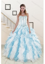 2015 Pretty Appliques and Ruffles Sweet Sixteen Dresses in Multi Color