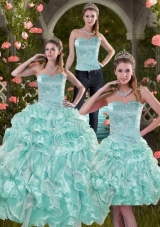 2015 Sophisticated Aqual Blue Quinceanera Dresses with Beading and Ruffles