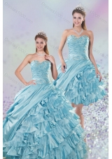 2015 Sweetheart Ball Gown Quinceanera Dresses with Beading and Ruffled Layers