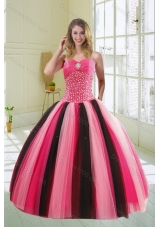 Beautiful Unique and Detachable Multi Color Sweetheart Beading Quince Dress for 2015
