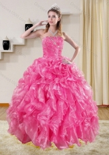 Gorgeous Hot Pink Quinceanera Dresses with Beading and Ruffles for 2015