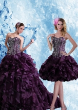 Sweetheart Burgundy Quinceanera Dress with Ruffles and Beading