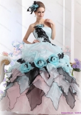 Ruffles Multi Color 2015 Quinceanera Dresses with Hand Made Flowers