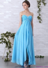 2015 Gorgeous Long Prom Dresses with Ruching and Beading