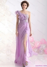 2015 Beautiful Empire One Shoulder Prom Dress with Beading and High Slit,Silhouette: Empire
Neckline: One Shoulder
Waist: Natural
Hemline/Train: Floor-length
Sleeve Length: Sleeveless
Embellishment: Beading and High Slit
Back Detail: Side Zipper 
Fully Lined: Yes
Built-In Bra: Yes
Fabric: Chiffon
Shown Color: Lilac(Color & Style representation may vary by monitor.)
Occasion: Prom, Party, Graduation, Homecoming, Cocktail
Season: Spring, Summer, Fall, Winter

Pure and Fresh prom dress is waiting for your favour! 