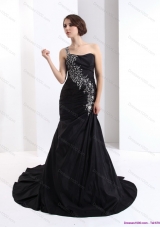 2015 Romantic One Shoulder Prom Dress with Brush Train,Silhouette: Column
Neckline: One Shoulder 
Waist: Natural
Hemline/Train: Brush Train
Sleeve Length: Sleeveless
Embellishment: Beading and Ruching
Back Detail: Lace Up 
Fully Lined: Yes
Built-In Bra: Yes
Fabric: Satin
Shown Color: Black(Color & Style representation may vary by monitor.)
Occasion: Prom, Party, Graduation, Homecoming, Cocktail
Season: Spring, Summer, Fall

Pure and Fresh prom dress is waiting for your favour! 