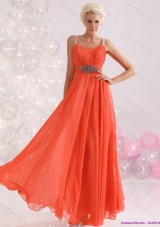 Cheap 2015 Empire Orange Prom Dress with Beading and Ruching