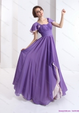 2015 Gorgeous Prom Dress with Ruching and Cap Sleeves