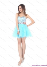 2015 The Super Hot Sweetheart Light Blue Prom Dress with Sequins,Silhouette: A Line
Neckline: Sweetheart
Waist: Natural
Hemline/Train: Mini-length
Sleeve Length: Sleeveless
Embellishment: Sequins
Back Detail: Lace Up 
Fully Lined: Yes
Built-In Bra: Yes
Fabric: Organza
Shown Color: Light Blue(Color & Style representation may vary by monitor.)
Occasion: Prom, Party, Graduation, Homecoming, Cocktail
Season: Spring, Summer, Fall

Pure and Fresh prom dress is waiting for your favour! 