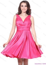 2015 Wonderful V Neck Short Prom Dress with Ruching