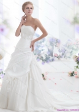 2015 New Style Strapless Wedding Dress with Lace and Ruching