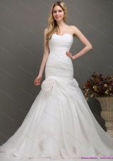 New Style Sweetheart Ruching Wedding Dress with Brush Train for 2015