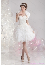 New Style White Sweetheart Wedding Gowns with Ruffles and Sequins