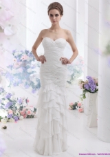 2015 Elegant Sweetheart Wedding Dress with Ruching and Ruffled Layers