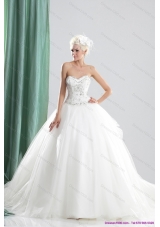 2015 New Style Sweetheart Beading Wedding Dress with Brush Train