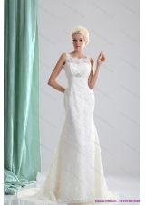 2015 Top Selling Lace and Beading Wedding Dress with Brush Train