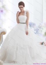 2015 Top Selling One Shoulder Wedding Dress with Appliques