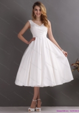 2015 Popular Beading and Ruching Wedding Dresses in White