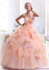 Multi Color 2015 Strapless Wedding Dresses with Hand Made Flower