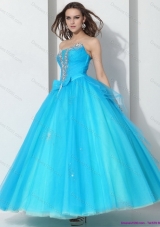 2015 Beading Baby Blue Quinceanera Dresses with Bownot