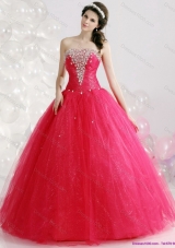 2015 Unique Sweetheart Red Sweet Sixteen Dresses with Rhinestones