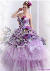 Luxurious 2015 Multi Color Sweet Sixteen Dresses with Hand Made Flowers and Ruffles
