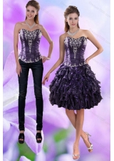 Sweetheart Dark Purple 2015 Detachable Prom Skirts with Appliques and Ruffles