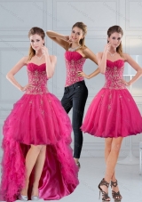 Sweetheart Hot Pink 2015 Detachable Prom Skirts with Appliques